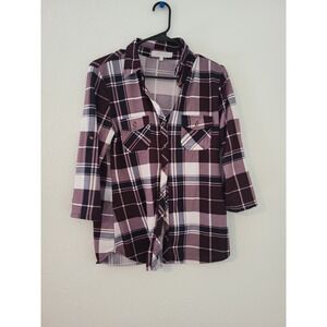 Eden & Olivia Women's Plaid Button-Up Shirt